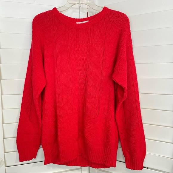 Vintage Pierre Cardin Red Cotton Knit Sweater Medium USA Made Y2K , 90’s - Picture 1 of 9